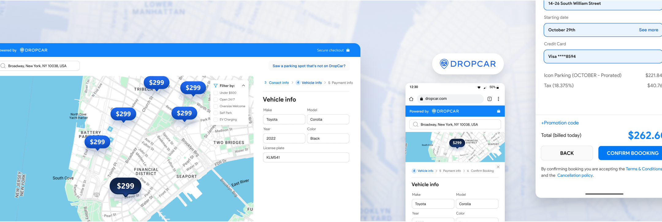 DropCar web app interface